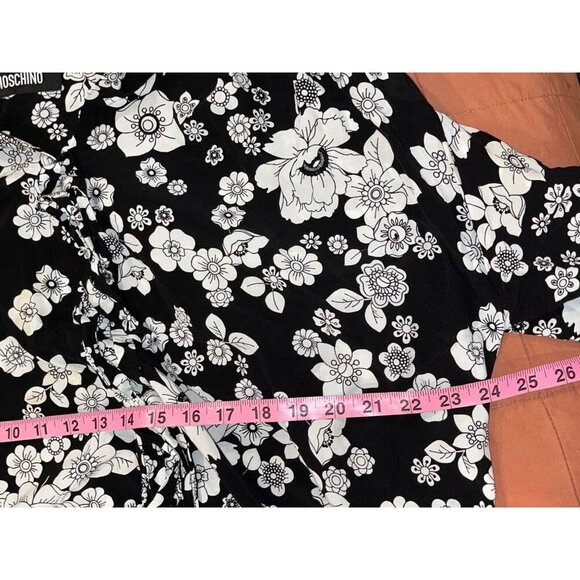 Moschino Black & White Floral Button-Up Long-Sleeve Women's Dress Size 10 - Picture 5 of 8